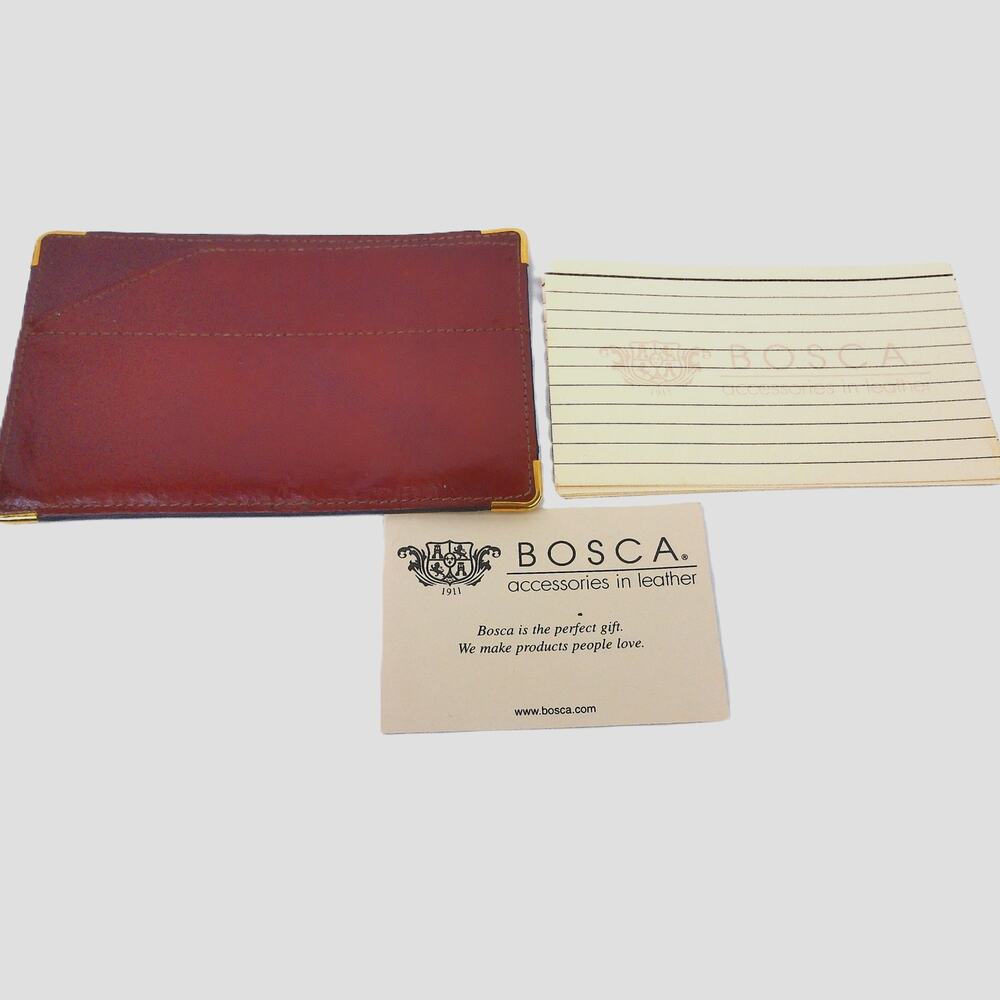 Bosca Handstained Old Leather Pocket Memo Pad Holder & Note Case